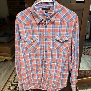 Banana Republic Casual Red and Blue Button Down Shirt